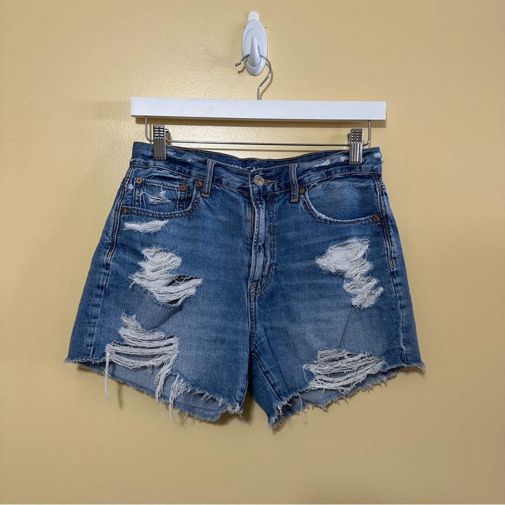 American Eagle 90s Boyfriend Distressed Shorts Women 2 Blue